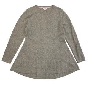 Isaac Mizrahi Flounce Pure Cashmere Mini Dress | Heather Gray Sweater, Small